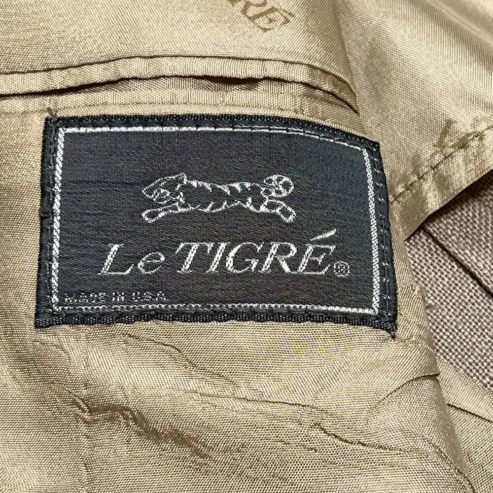 Vintage Le Tigre Sport Coat Mens 42 Beige Blazer Patch Pocket Made USA Classic